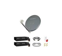 Kit Antenne Parabole Acier 65 cm 36,5 dB Anthracite SEDEA + LNB Twin 0,1 dB Full HD 4K Ultra HD + Décodeur Sagem DS81 HD TNTSAT + Câble coaxial 20m + Câble HDMI + 4 fiches F