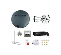 Kit Parabole Fibre HDME 75cm + Antenne TNT + Support Toit + LNB Twin + Coupleur SAT TV + Décodeur TNTSAT + Câble Twin 25m + 10 Fiches F