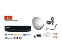 Kit Parabole TDT SAT - HD4K - Réception chaînes portugaises - Antenne 80 cm - Meo Box HD - Gris