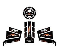 Kit pare-bon, protection latérale, protection des bouchons, synthétisés adhésif effet 3D, compatible avec KTM DUKE 890 R THE CHCHEVEL (orange v2)
