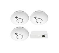 Kit passerelle Zigbee avec 3 détecteurs de fumée connectés Zigbee SMART-SMOKE10 Set 3 Blanc