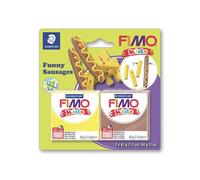 STAEDTLER - Fimo Kids Funny Kit - Set "Drôle de saucisses" - 2 pains pâte à modeler 42 g assortis - 8035 16