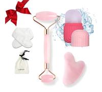 Kit Peau parfaite Gua Sha & Roller Double face LIFEO - Résultat visible en 7 jours ! Quartz Rose Véritable + Moule Glaçon Visage - Massage Anti-Âge, Drainage Lymphatique & Éclat Naturel -