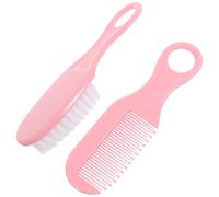 Kit Peigne Brosse Bébé Rose, Massage Doux Anti-statique pour -né | Plastique PP Tpe, Dents Arrondies et Poils Souples, Soin Après Bain pour Cuir Chevelu