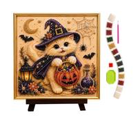 Kit Peinture De Perles Sur Toile Halloween Art Mural 3D DIY Chat Et | Coffret Art Perlé Chat Pour Débutants Adultes, Fêtes, Décoration De Maison, Salon Chambre