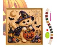 Kit Peinture De Perles Sur Toile Halloween Art Mural 3D DIY Chat Et | Coffret Art Perlé Chat Pour Débutants Adultes, Fêtes, Décoration De Maison, Salon Chambre