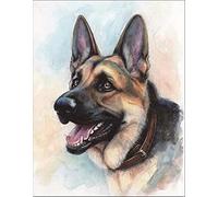Kit Peinture Diamant par Numéro DIY 5D Chien De Race Berger Allemand 20x25cm Broderie diamant Cristal Strass Diamond Painting Point de Croix Arts Craft Pour Maison Salon Chambre Décoration Murale