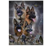 Kit Peinture Diamant par Numéro DIY 5D Chien De Race Berger Allemand Broderie diamant Cristal Strass Diamond Painting Point de Croix Toile Arts Craft Salon Chambre Décoration Murale Animaux 60x80cm