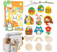 Kit Peinture Enfant, 15 Pcs Aimants de Réfrigérateur en Bois,Kit Bricolage | Jeux Creatif pour Garçons et Filles,Activités Manuelles Enfant,Peinture Enfant,Cadeau de Pâques pour les Enfants 3+