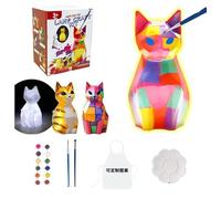 Kit Peinture Enfant Avec Lampe,Veilleuse De Peindre 3D,Kit De Materiel Dessin Bricolage Jouet,Loisir Ensemble Créatif Activité Pour Garçons,Cadeau D'Anniversaire Pour Filles De 3-12 Ans (chat)