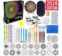 Kit Peinture Mandala, Outils de Pointillage (Dotting Tools), Set Peinture sur Galets et Pierres avec Pochoirs, Pinceaux, Trousse. Loisirs Créatifs Adulte & Enfant, Nail Art, Céramique, Idée Cadeau