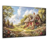 Kit Peinture Numero Adulte Forêt Maisons, Kit Creatif Activité Manuelle avec Cadre, DIY Peinture Numero Enfant avec Pinceaux et Peinture Acrylique, Halloween Tableau Decoration Murale 30x40cm J-a-17