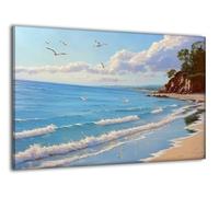 Kit Peinture Numero Adulte Plage Mouette, Kit Creatif Activité Manuelle avec Cadre, DIY Peinture Numero Enfant avec Pinceaux et Peinture Acrylique, Halloween Tableau Decoration Murale 50x65cm J-a-119