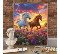 Kit Peinture par Numéros Adultes Enfant, Coucher De Soleil Peinture Numero 60x90cm Toile de Lin sans Plis, Cheval Peinture Acrylique, DIY Loisirs Créatifs Adultes & Anti-Stress, Idée Cadeau W-O756