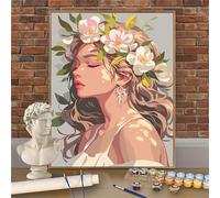 Kit Peinture par Numéros Adultes Enfant, Nordique Peinture Numero 40x50cm Toile de Lin sans Plis, Beauté Peinture Acrylique, DIY Loisirs Créatifs Adultes & Anti-Stress, Déco Idée Cadeau W-O864