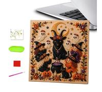 Kit Peinture Strass Halloween Pré-Imprimé Aucune Compétence Requise | Ensemble Art Peinture Diamant Fantôme Pour Les Passionnés De Détente Après Travail Et W nds Relaxants En