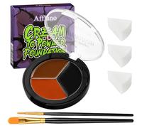 Kit Peinture Visage Noir Marron Orange-Maquillage Halloween SFX 6pcs #05 | Peinture corps visage à base d'huile, couverture totale, waterproof, Pour citrouille, épouvantail, squelette, diable, cosplay