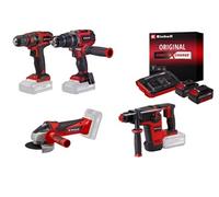 Kit perçage sans fil Einhell - Perceuses, meuleuse, perforateur + 2 batteries 4.0Ah + chargeur