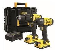 Kit Perceuse à percussion 18V + Visseuse à choc 18V STANLEY FATMAX 2 Batteries Lithium 1.5 Ah et 2.0 Ah Chargeur Mallette G