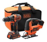 Kit Perceuse à percussion et scie sauteuse sans fil - 18V - BLACK+DECKER - BCK22S1S-QW - avec une batterie
