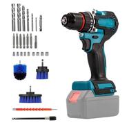 Kit perceuse-visseuse à percussion 18 V pour Makita batterie, perceuse sans fil avec 24 accessoires, foret, mandrin 13 mm, couple max. 50 Nm (sans batterie ni chargeur)