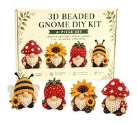 Kit Perles Nain 3D Artisanat - Craft Beads Dwarf DIY Kit, Ensemble Gnome Broderie Perles Handmade Beaded Gnome Set | Activité Créative pour École Atelier Débutants Adults School Art Workshop