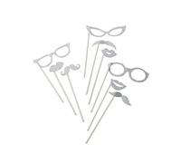 kit photobooth argent pailleté 9 pièces - Argenté/gris - Taille Unique