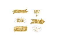 Kit photobooth baby shower blanc et or 6 pièces - Or