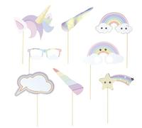 Kit photobooth bébé licorne 8 accessoires - Coloré - Taille Unique