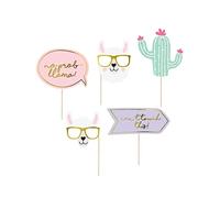 Kit photobooth lama pastel 5 pièces pour anniversaire - Multicolore - Taille Unique