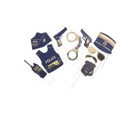 Arty Fetes Factory - KIT PHOTOBOOTH Carton Police 10 PIÈCES Bleu