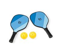 Kit pickleball GA524 - Kit complet avec 2 raquettes en bois, 2 balles, filet et sac de transport - Jeu de sport d'extérieur pour enfants et adultes - Favorise l'endurance, la motricité et la
