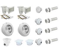 Kit Pièces à sceller liner Easyline blanc 11 x 5.50 m + avec lampe LED