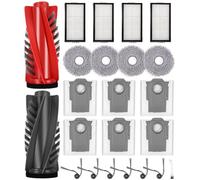 Kit Pièces d'rechange Compatible pour Roborock Saros 10R /G20S ultra,Paire de Brosses Principales, 6 Brosses latérales, 4 Filtres, 6 Sacs à Poussière, 4 Chiffons, 1 Brosse de Nettoyage