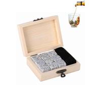 Kit Pierre à Whisky, 9PCS Whisky Vin Glacons Reutilisable avec Boîte en Bois pour Maison Boisson, Refroidisseur