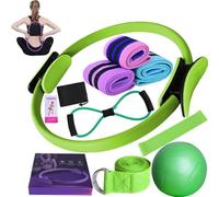 Kit Pilates Essentials pour Femme, Ensembles De Yoga pour Femme, Ensemble Complet De 11 Accessoires, Ensemble Complet D'équipement Pilates à Domicile pour Exercices De Fitness Green,