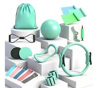 Kit Pilates Maison Complet, Anneau de Pilate 14 Pouces, Ballon Pilate, Poids Poignet et Poids Cheville réglables, Bande Élastique Musculation pour Jambe et Traction, Accessoires pour Femme