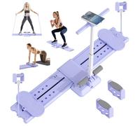 Kit Pilates Reformer, Machine à Ski 5 en 1, Planche de Pilate Pliable, Appareil Abdominaux, Push up Board, Poignées Amovibles avec Support Téléphone, pour Le Renforcement du Core, Fessiers, Bras