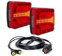 KIT PILOTS LED 3 FONCTIONS POSITION FREIN INTERMITEUR AVEC CABLE 10 METRES CONNECTEUR 7 PIN 12V REMOLQUE HOMOLOGUÉS