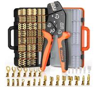 Kit Pince à Sertir Cosse Electrique, Preciva 0.5-2.5mm²/AWG22-13 Sertisseuse à Cliquet avec 690pcs Connecteur Bêche, Pinces a Cosses Non Isolée pour Les Travaux Électriques