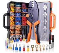 Kit pince à sertir en coffret avec 395 cosses 6 mâchoires interchangeables outil à cliquet électrique et automobile