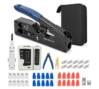 Kit Pince à Sertir RJ45 Professionnel,Connecteurs Pass-Through Cat7/Cat6a
