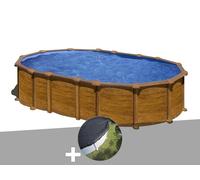 Kit piscine acier aspect bois Gré Amazonia ovale 6,34 x 3,99 x 1,32 m + Bâche d'hivernage