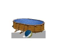 Kit piscine acier aspect bois Gré Mauritius ovale 5,27 x 3,27 x 1,32 m + Bâche hiver