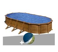 Kit piscine acier aspect bois Gré Mauritius ovale 7 44 x 3 99 x 1 32 m + Bâche hiver