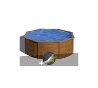 Kit piscine acier aspect bois Gré Pacific ronde 3,70 x 1,22 m + Bâche d'hivernage