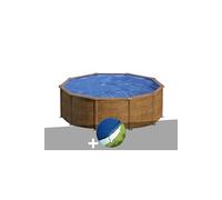 Kit piscine acier aspect bois Gré Sicilia ronde 3,20 x 1,22 m + Bâche hiver Bois