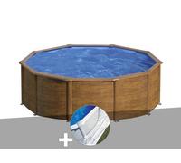 Kit piscine acier aspect bois Gré Sicilia ronde 3,20 x 1,22 m + Tapis de sol