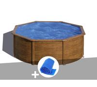 Kit piscine acier aspect bois Gré Sicilia ronde 3,70 x 1,22 m + Bâche à bulles
