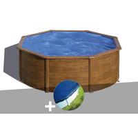 Kit piscine acier aspect bois Gré Sicilia ronde 3,70 x 1,22 m + Bâche hiver